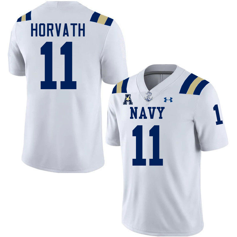 Navy Midshipmen #11 Blake Horvath College Football Jerseys Stitched-White